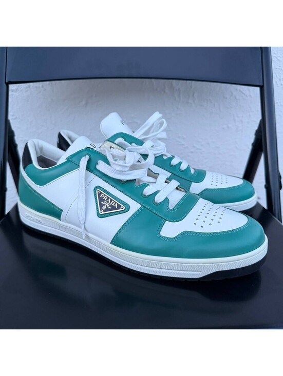 Prada Other - Prada Sneakers Green White Size 11 Leather Low Top Lace Up Italy 2EE364